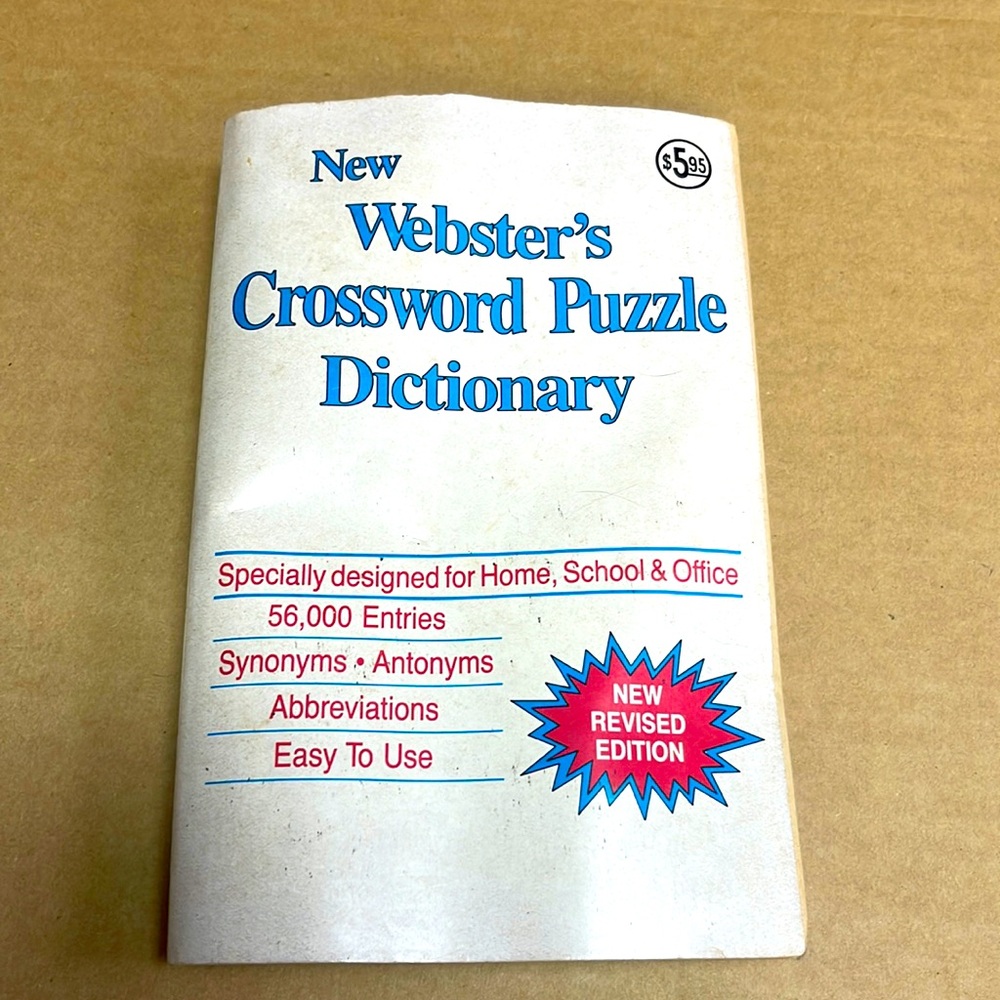 1989 New Webster’s Crossword Puzzle Dictionary vintage paperback book
